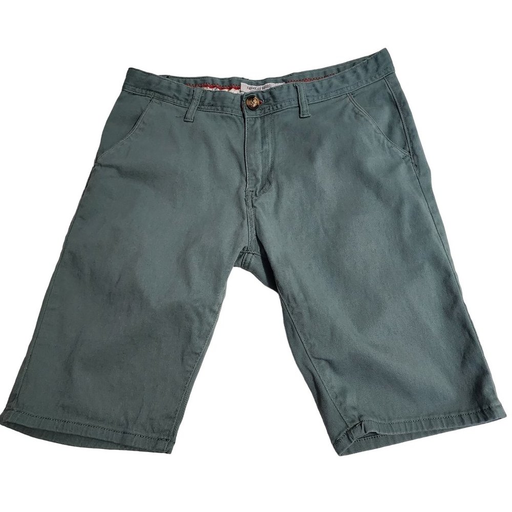 AMERICAN BREED GREEN SHORTS POCKETS ZIPPER BUTTON 32
